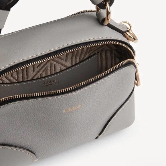 CHLOE Mini Daria Leather Chain Crossbody Shoulder Bag Stromy Gray NWT - Picture 5 of 16
